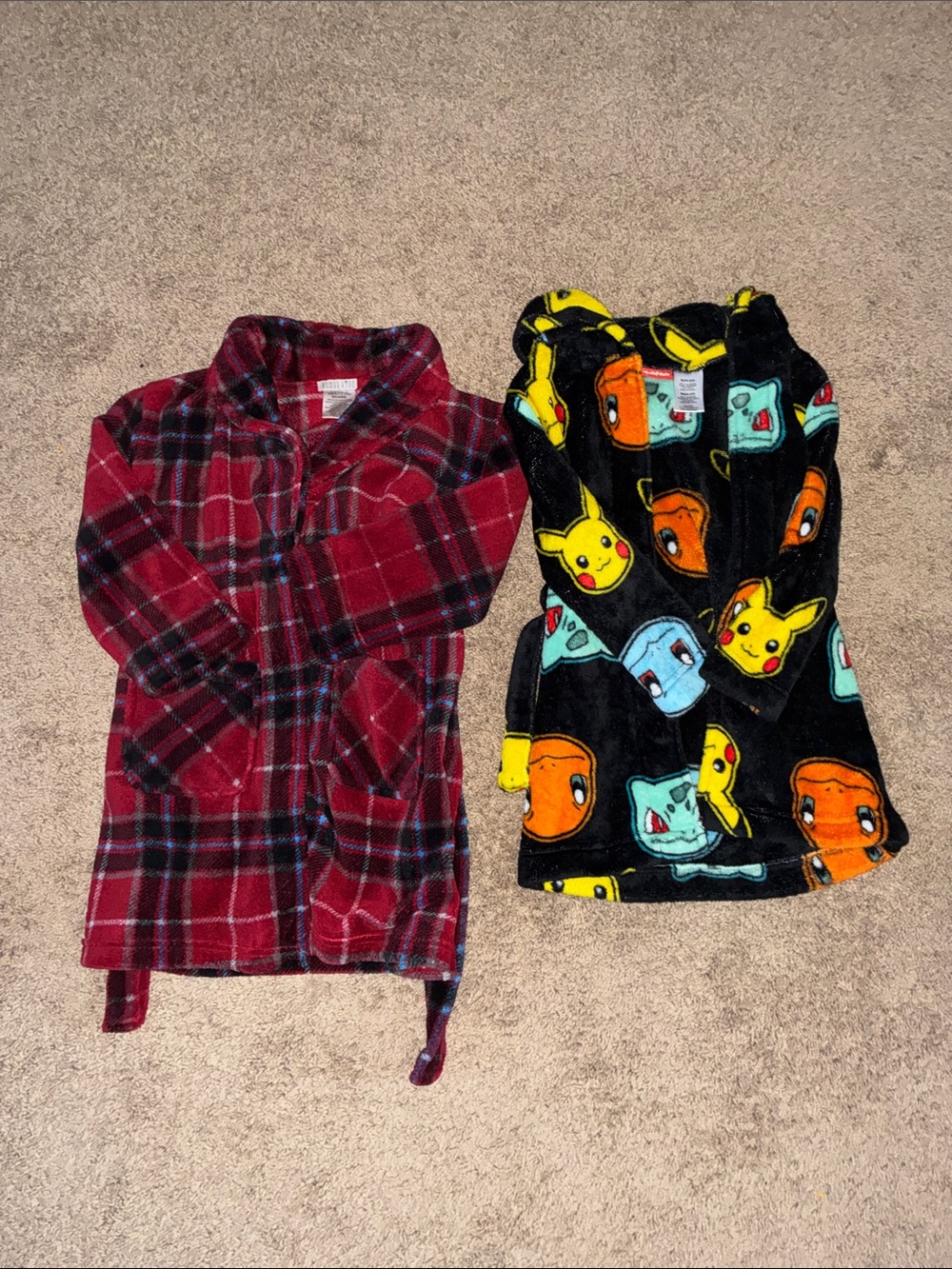 Komar Kids Red Plaid Fleece Robe with Black & Blue Accents